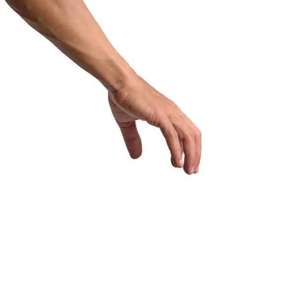 Photo of Man's Hands in Various Poses on Transparent or White Background
