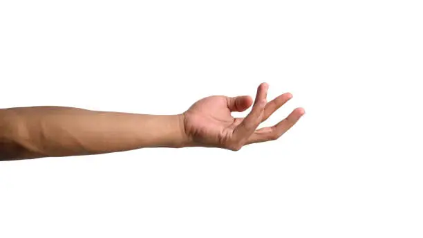 Photo of Man's Hands in Various Poses on Transparent or White Background