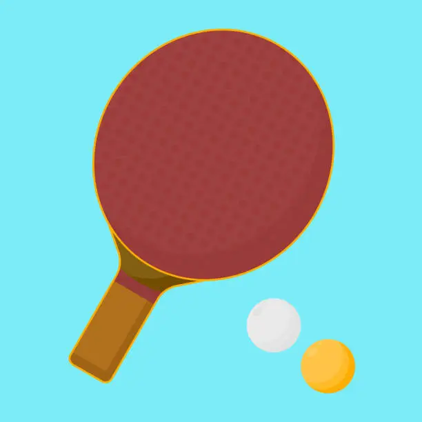 Vector illustration of Table tennis racket with balls in flat vecter illustration