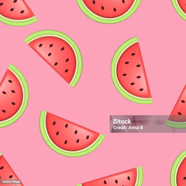 Watermelon Pink Color Pattern Watermelon Pattern On A Pink Background 3d Style Stock Illustration ...