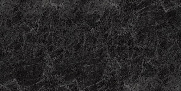 Old black marble wide texture. Abstract dark gloomy grunge fine textured widescreen background