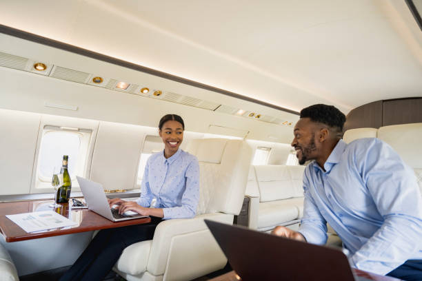 istock Young Black executives enjoying perks of private jet travel 1492025821