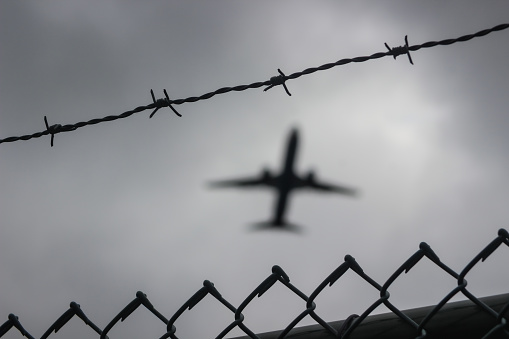 Airplane leaving Eindhoven Airport