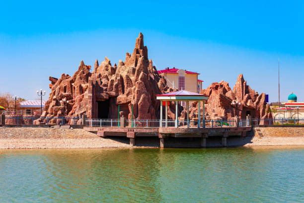 Yoshlar Koli or Youth Lake or Molodezhnoye Ozero park at the Amir Timur Park in the centre of Urgench city, Uzbekistan