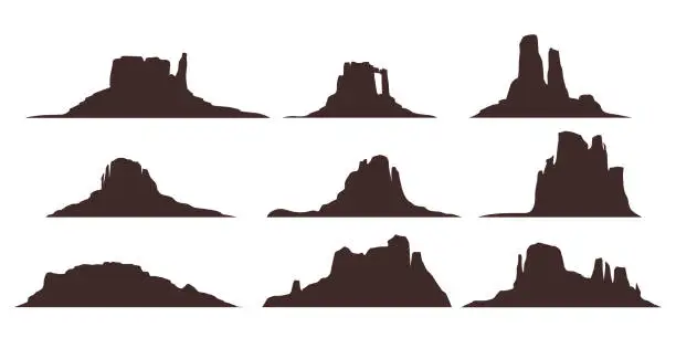 Vector illustration of desert moountains set
