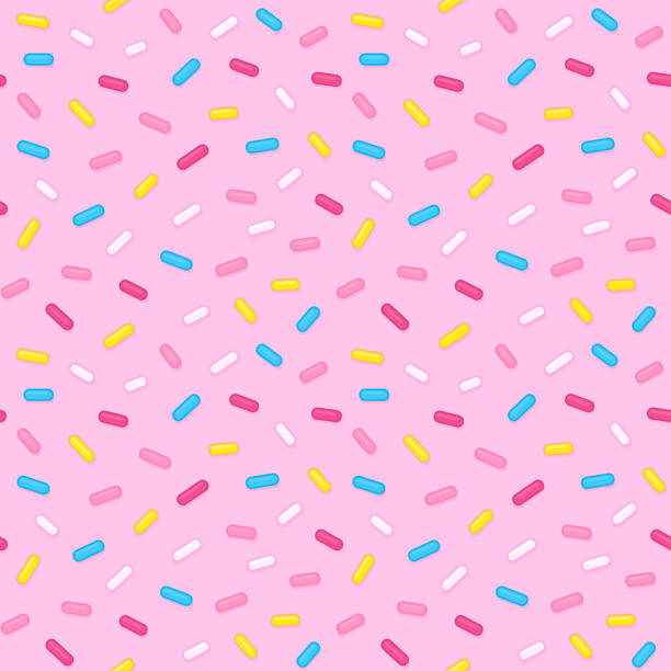 핑크 설탕 스프링클 심리스 패턴 - backgrounds candy ice cream dessert stock illustrations