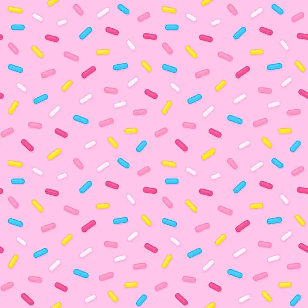 Vector illustration of Pink sugar sprinkles seamless pattern