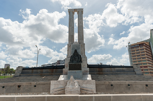 Havana, Cuba - October 23, 2017: Havana Cityscape with The Monument to the Victims of the USS Maine. Built in honor of the American sailors that died in the explosion of USS Maine in 1898