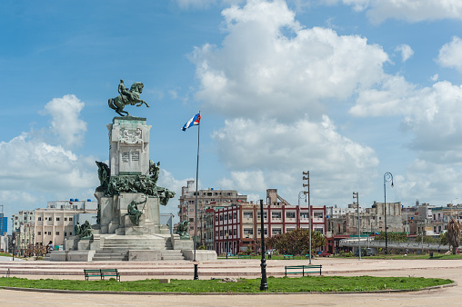 Havana, Cuba - October 23, 2017: Havana Cityscape with Monument to Antonio Maceo in Background