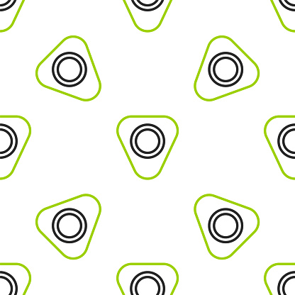 Line Guitar pick icon isolated seamless pattern on white background. Musical instrument. Vector.