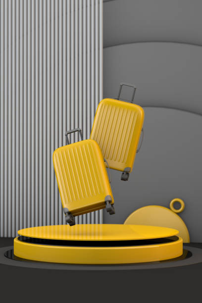 istock two yellow suitcases floating on modern yellow podium 1492032557