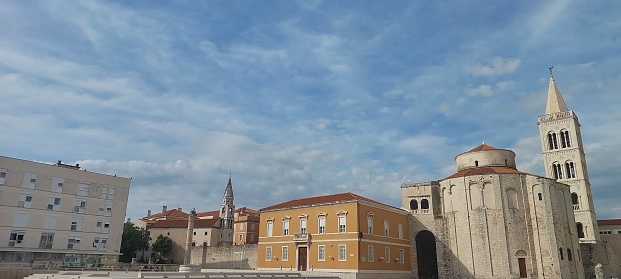 View of the old town of Zadar near Roman Forum, region of Dalmatia, Croatia