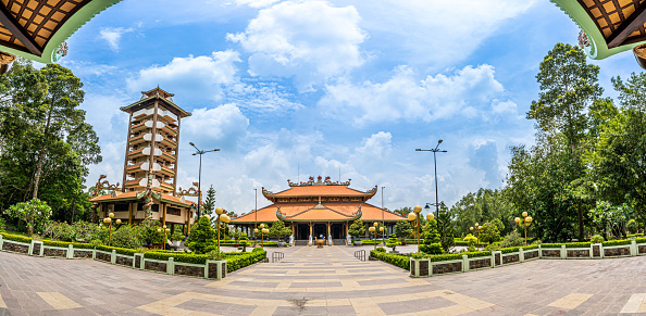 The beautiful architecture of the pagoda overlooking the city of Reading, Pennsylvania.