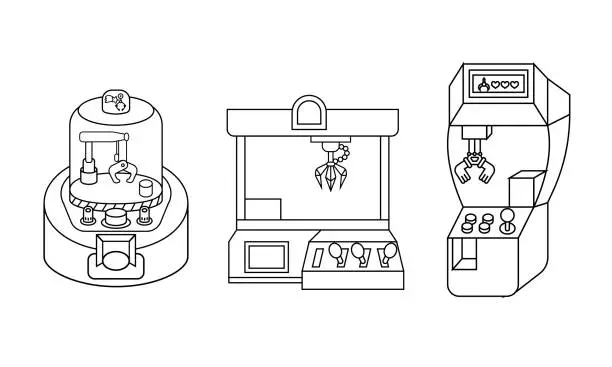 Vector illustration of Claw machine toy outline