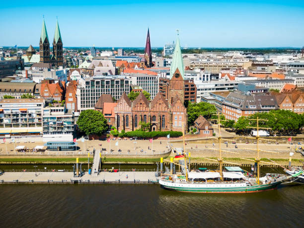 istock Ships at Weser river, Bremen 1492037716