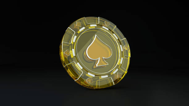 istock Online Casino Yellow Chip in Spades Concept 1492037815
