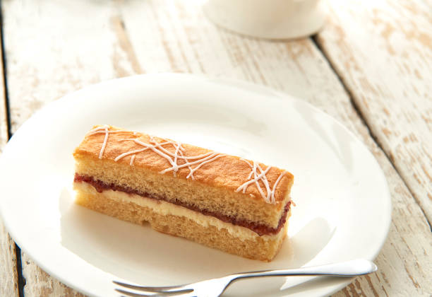 Victoria Sponge Cake Slice stock photo