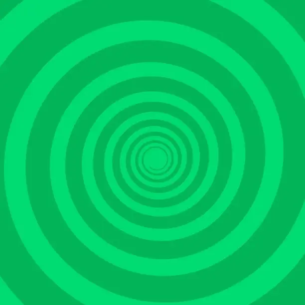 Vector illustration of Bright green spiral rays background comics, pop art style.