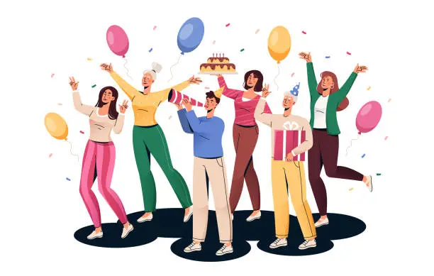 Vector illustration of Group of people celebrating