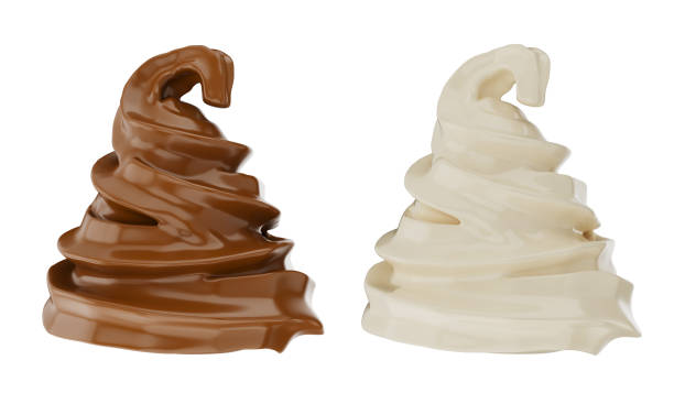 istock Closeup Chocolate and milk cream Ice cream whipped isolate include clipping part. 3D Rendering. 1492047056