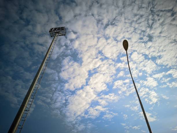 istock Light towers and street lighting poles 1492057297