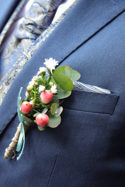 istock Groom boutonnierre, wedding bouquet for man 1492060417