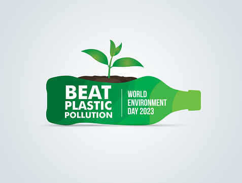 #BeatPlasticPollution, World Environment day concept 2023 vector background.