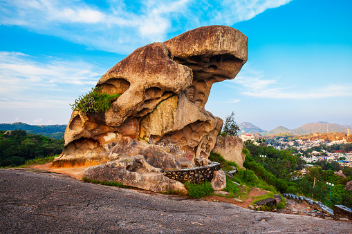 Toad rock on a hill in Mount Abu. Mount Abu is a hill station in Rajasthan state, India.