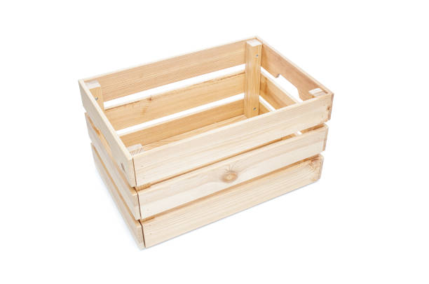 istock Empty wooden crate close up on a white background 1492074158