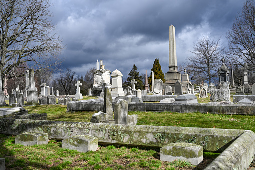 Plain Gray Granite Monument Stone on Green Grass