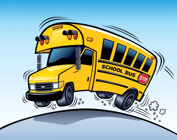 Vector illustration of Fun_School_Bus_Speeding_Down_The_Road