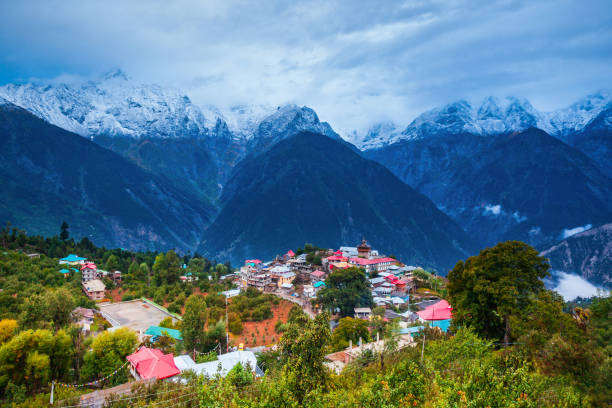 istock Kalpa town aerial panoramic view, India 1492080177