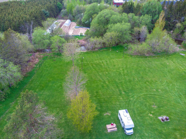 istock Aerial view of man besides motorhome 1492080229