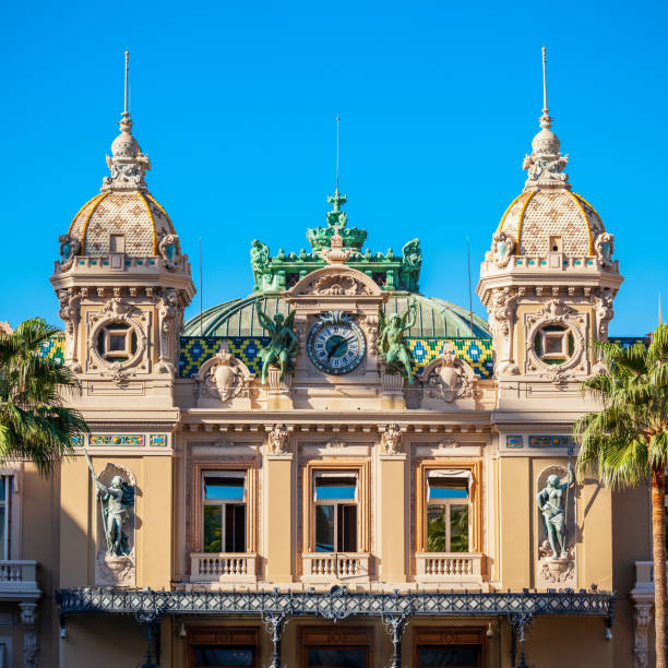 Seaside facade of the Salle Garnier, Opera de Monte-Carlo, Monaco. It opened in 1879
