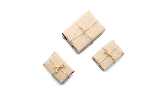 Brown wrapped parcel gift