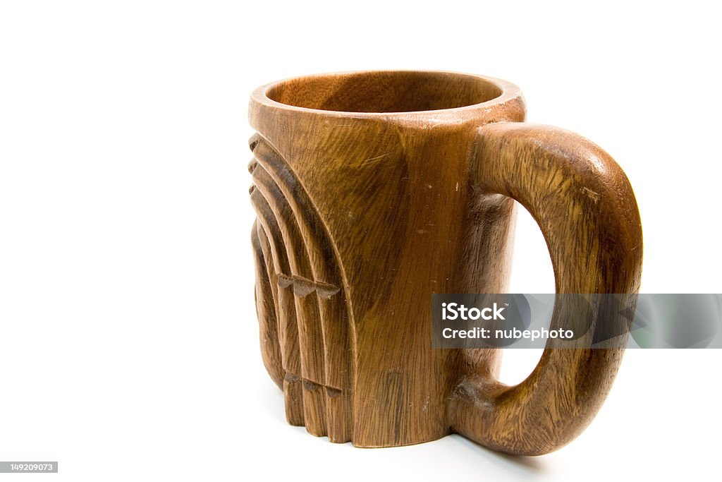 wooden mug wooden mug, isolated on white Art And Craft Stock Photo