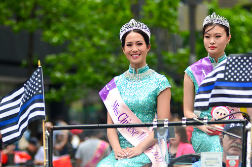 Miss Chinese is seen on Sixth Avenue during the Asian American and Pacific Islander Cultural and Heritage Parade in New York City, on May 21, 2023.