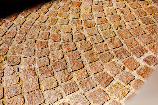 Paved stone floor. Granite