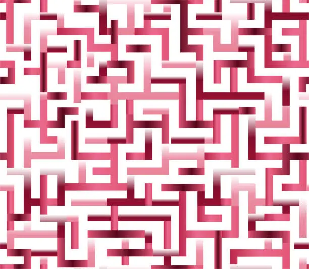 Vector illustration of Seamless viva magenta gradient geometric labyrinth pattern design