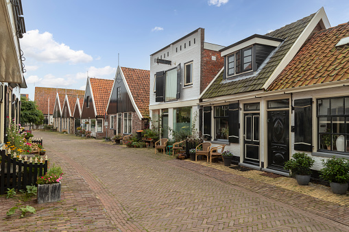 Small street in the center of the picturesque Oosterend on the island of Texel.