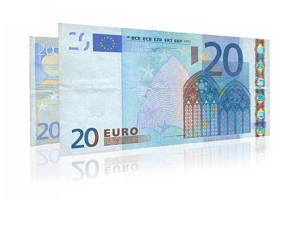 dois vinte notas de euro - nota de vinte euros - fotografias e filmes do acervo
