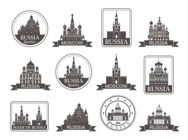 Vector illustration of Russia set. Isolated Russia on white background