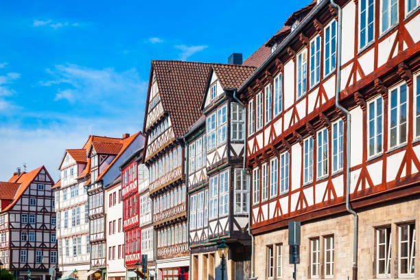 Typical street in the old town of Hannover city in Germany