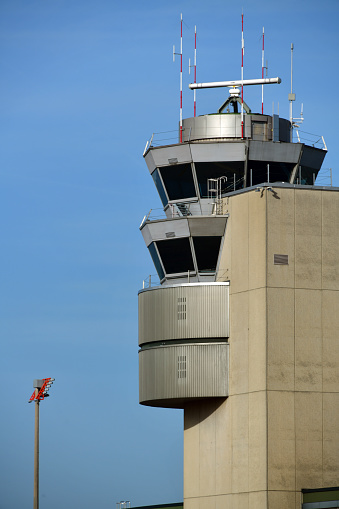 Zurich, Switzerland: Zurich Airport Air traffic control tower with radar - Skyguide (Swiss Air Navigation Services Ltd.) is the air navigation service provider which manages and monitors Swiss airspace, it was formerly known as Swisscontrol.