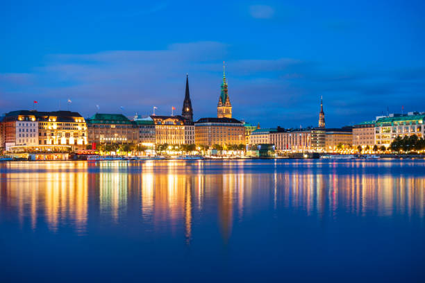 istock Hamburg city centre view, Germany 1492100583