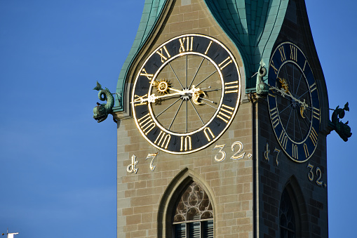 Prague astronomical clock (Orloj) on City Hall tower, Czech Republic