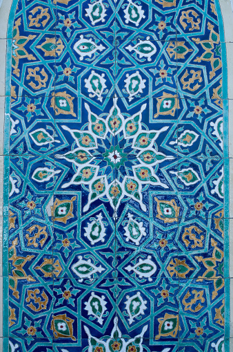Uzbek pattern, ceramic background. Culture and art of Taskent, Uzbekistan