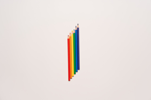 Pencils with LGBT pride on a white background