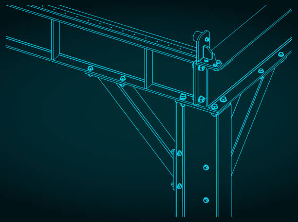 połączenia stalowe belka-belka - nut blueprint work tool construction stock illustrations