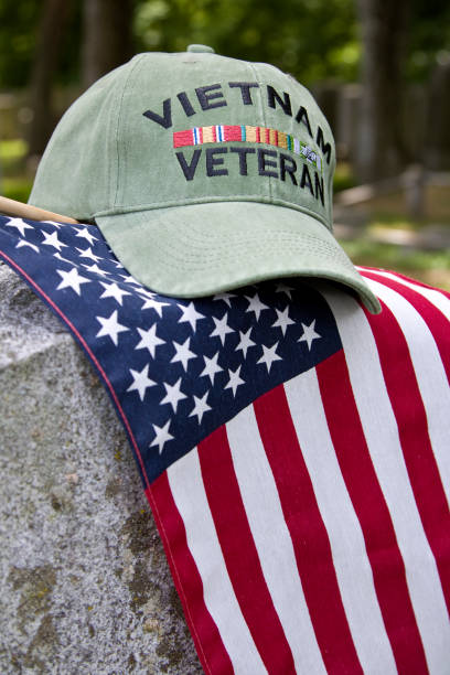 istock Vietnam Veterans cap on flag and grave stone 1492108594
